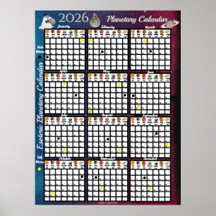 Poster Phase lunaire astrologique annuelle 2026