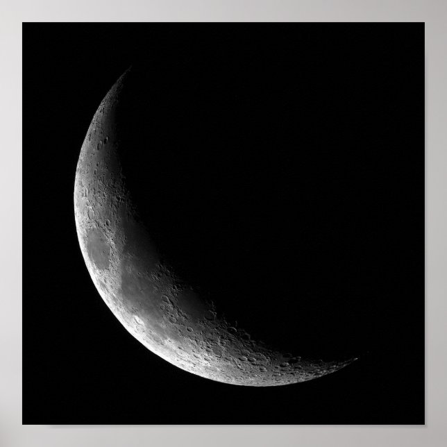 POSTER PHASES DE LA LUNE, LUNE CRÉCENTE. PHOTO 5 DE 5. (Devant)