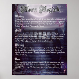 Poster Phases de la lune Magick Wiccan Livre d'ombres