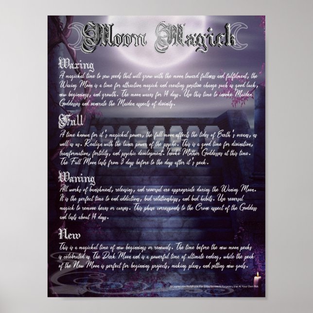 Poster Phases de la lune Magick Wiccan Livre d'ombres (Devant)