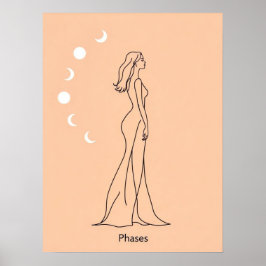 Poster Phases - Feminine Moon Cycle Line Art