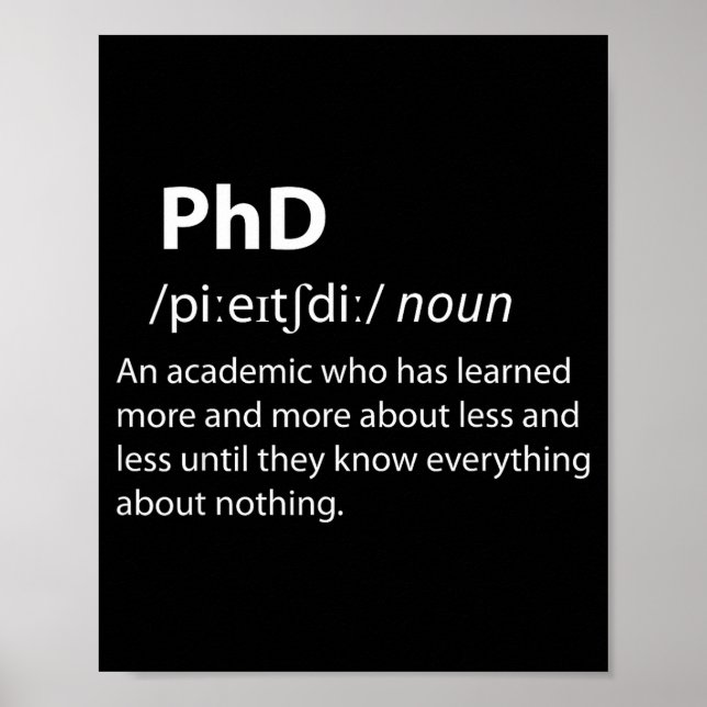 Poster Phd funny dictionary definition doctorate student (Devant)
