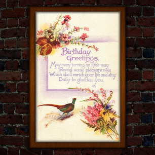Poster Pheasant vintage 1917 Heather Birthday