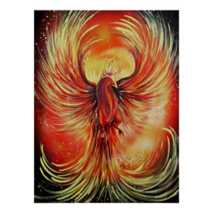 Poster Phénix Ascendant Oiseau de Feu Audacieux Flamme Fa