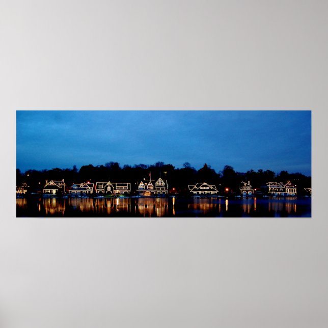 Poster Philadelphie - Boat House Row nuit panoramique (Devant)