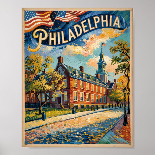 Poster Philadelphie Indépendance Hall Van Gogh Peinture (Devant)