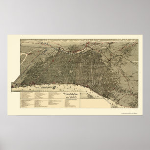 Poster Philadelphie, PA Carte panoramique - 1888