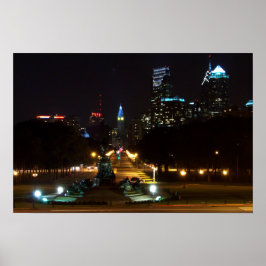 Poster Philadelphie Pennsylvanie, centre-ville la nuit.