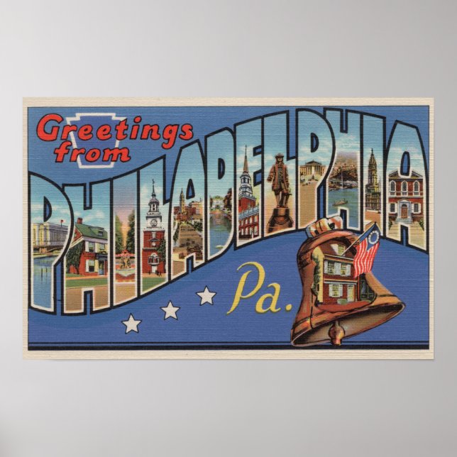 Poster Philadelphie, Pennsylvanie - Grande Lettre (Devant)