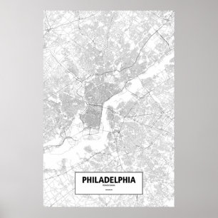 Poster Philadelphie, Pennsylvanie (noir sur le blanc)