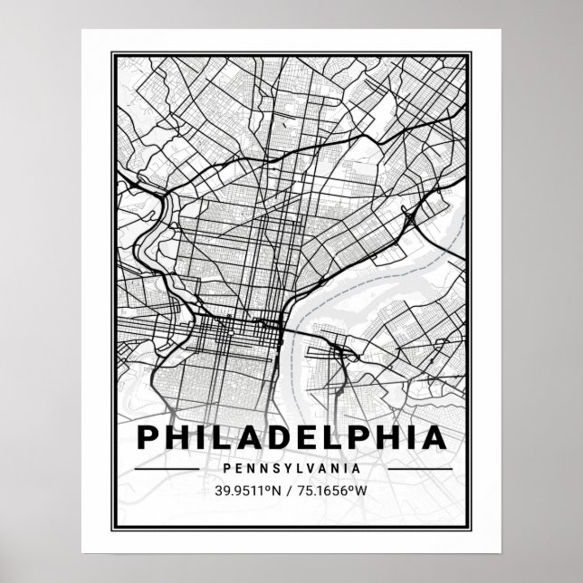Poster Philadelphie Pennsylvanie USA Travel City Map (Devant)