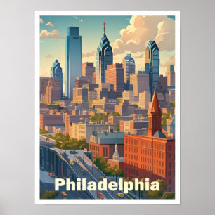 Poster Philadelphie Pennsylvanie USA Vintage voyage d'art