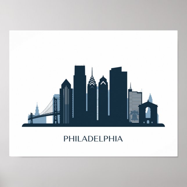 Poster Philadelphie, Pennsylvanie | Ville monochromatique (Devant)