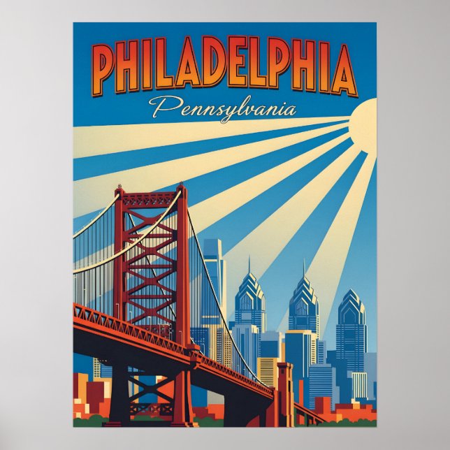 Poster Philadelphie vintage Pennsylvanie (Devant)