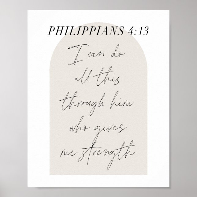 Poster Philippians 4:13 Minimum Boho Beige Arch Script (Devant)