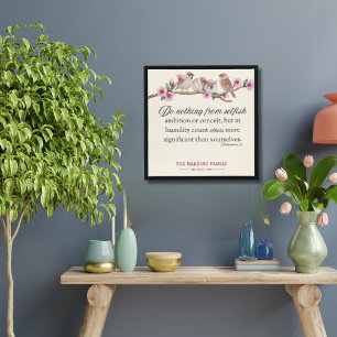 Poster Philippiens 2:3 Birds & Blossoms Famille Écriture