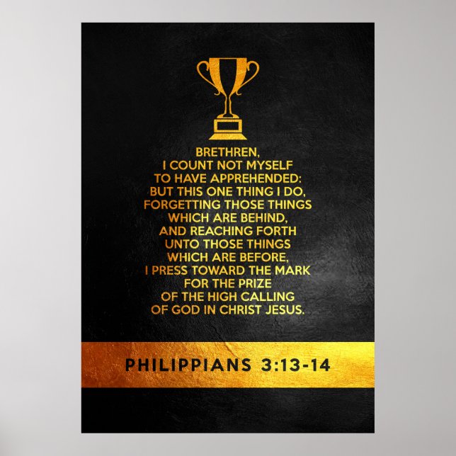 Poster Philippiens 3:13-14 Verse de la Bible (Devant)
