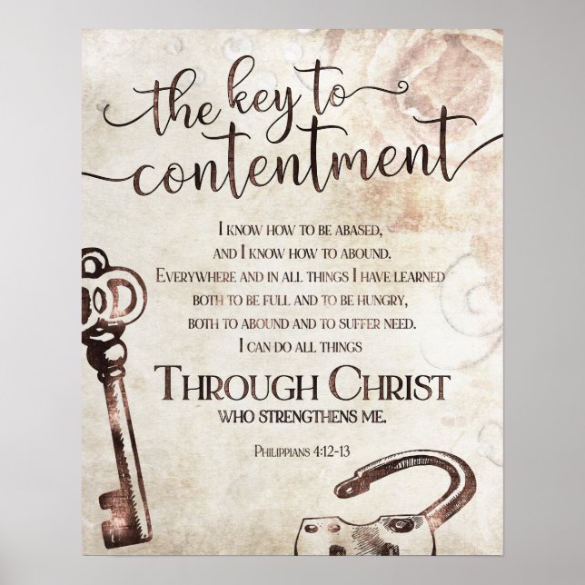 Poster Philippiens 4:12 Typographie chrétienne Bible Art (Devant)
