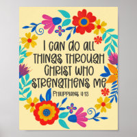 Philippiens 4:13 Bible Écriture Folk Art Floral