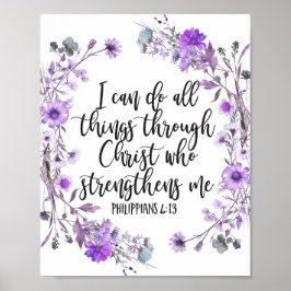 Poster Philippiens 4:13 Bible Écriture Purple Lavande