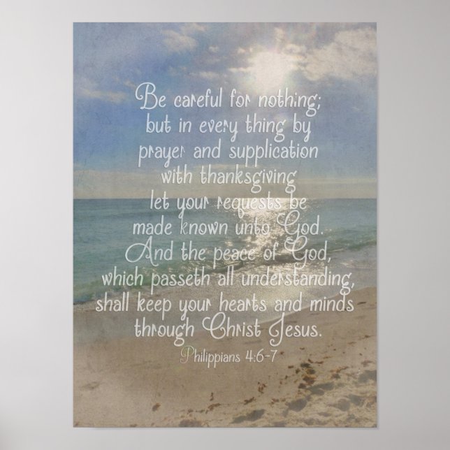 Poster Philippiens 4:13 Bible Verse Beach Christian Art (Devant)