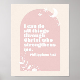 Poster Philippiens 4:13 Boho Blush Pink Arch