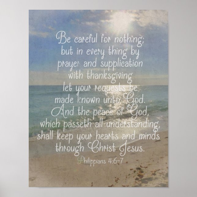 Poster Philippiens 4:13 Peace Bible Verse Beach Christian (Devant)
