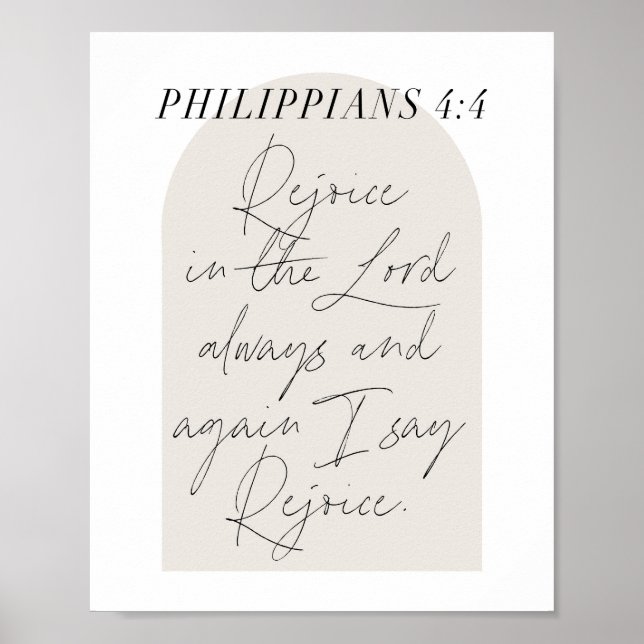 Poster Philippiens 4:4 Mini Boho Arch Beige Script (Devant)
