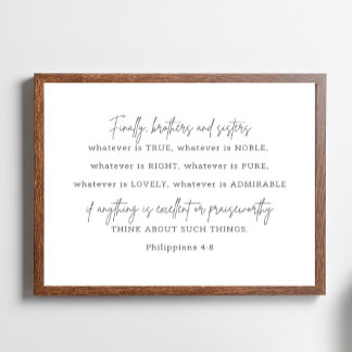 Poster Philippiens 4: 8, ce qui est vrai signe,