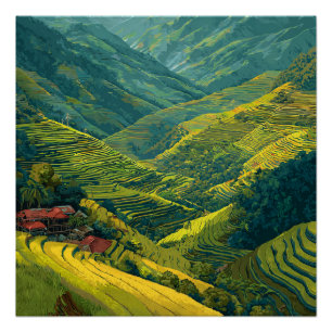 Poster Philippines Banaue Rizières en terrasses vibrantes
