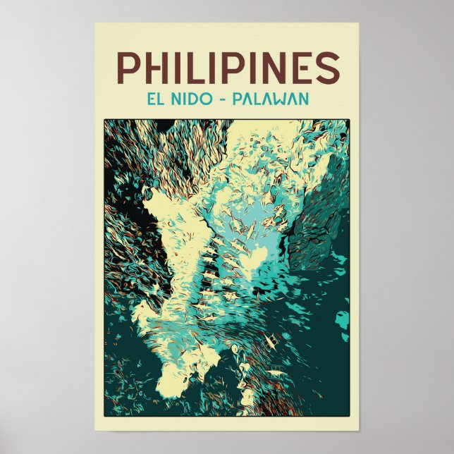 Poster Philippines, bateaux dans le merveilleux El Nido,  (Devant)