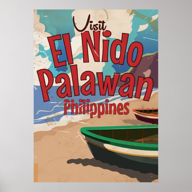 Poster Philippines, El Nido, Palawan Travel poster. (Devant)