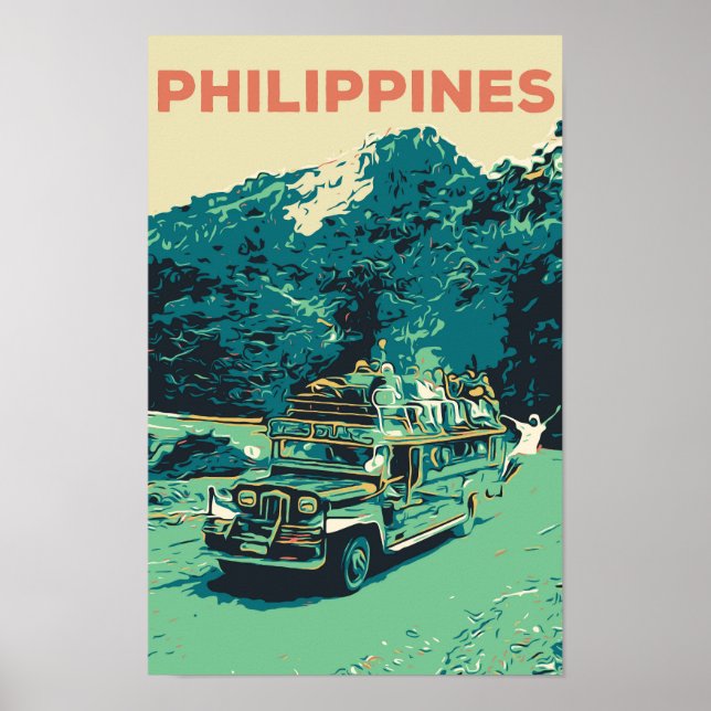 Poster Philippines, Jeepney in Luzon, cordillère centrale (Devant)