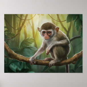 Poster Philippines Tarsier Singe dans l'habitat naturel