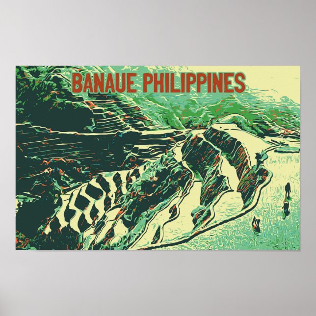 Poster Philippines, terrasses de riz sur l'île de Banaue  (Devant)