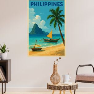 Poster Philippines Voyage Ancien – Plage Tropicale