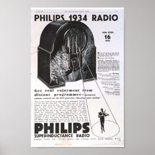 Poster Philips transmettent par radio 1934 rétros