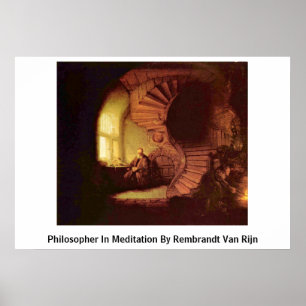 Poster Philosophe dans la méditation par Rembrandt Van