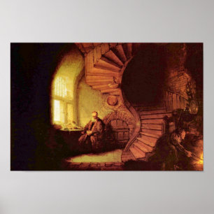 Poster Philosophe En Méditation. Par Rembrandt Van Rijn