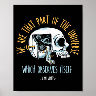 Poster Philosophie Spatiale Crâne Alan Watts Citation de