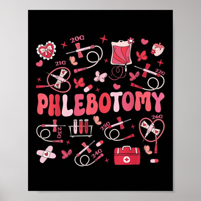 Poster Phlebotomiste Coeur Phlebotomie Infirmière Tech Ca (Devant)