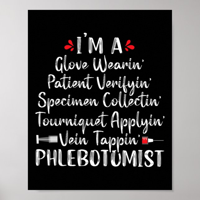 Poster Phlebotomiste Phlebotomie Technicien Funny Nurse C (Devant)