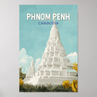 Phnom Penh Cambodge Illustration Voyage Art Retro