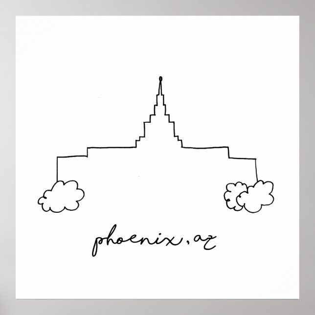 Poster phoenix arizona temple simple dessin moderne (Devant)