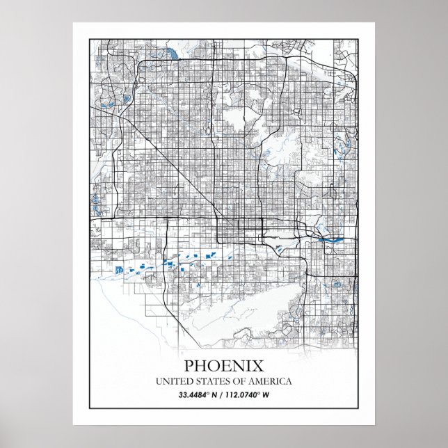 Poster Phoenix Arizona USA Travel City Plan (Devant)