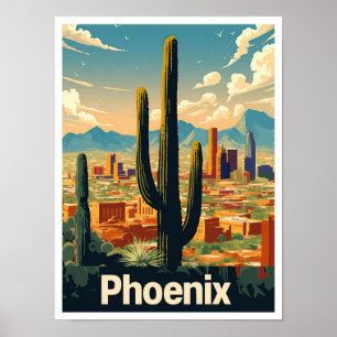 Poster Phoenix Arizona Vintage voyage d'art américain