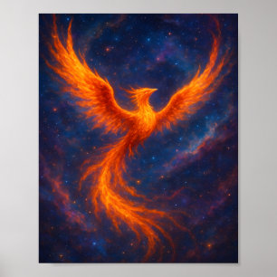 Poster Phoenix Cosmique en Feu Ressuscité dans la Nébuleu