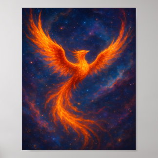 Poster Phoenix Cosmique en Feu Ressuscité dans la Nébuleu