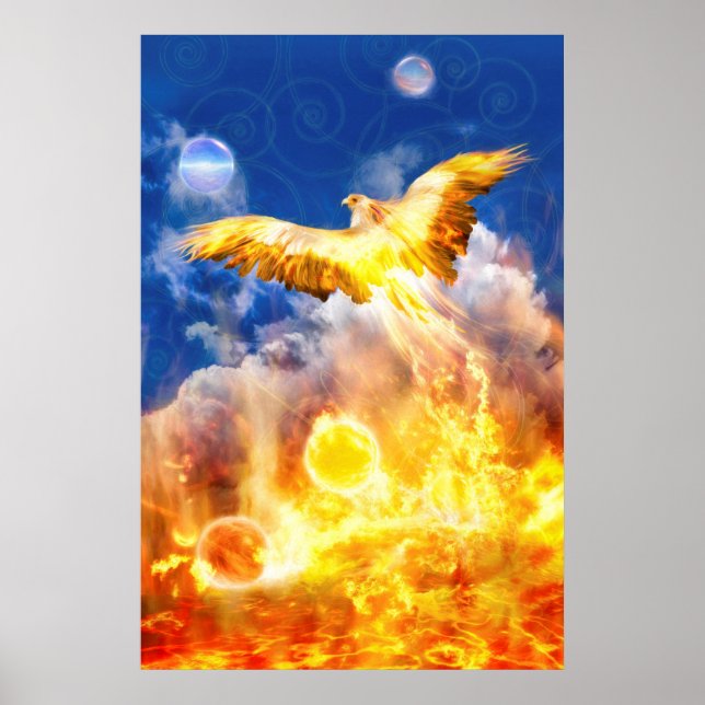 Poster Phoenix Oiseau S'ÉLÈVE AU-DESSUS DE VOS PROBLÈMES (Devant)