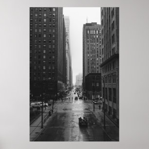 POSTER PHOTO À L'ÉCHELLE GRAYSQUE DE CITY STREET